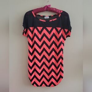 4/$15 Free Kisses | Chevron Patterned Black Pink Orange Women's Top Dress Tunic